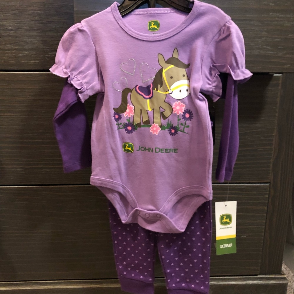 NEW John Deere baby girl set